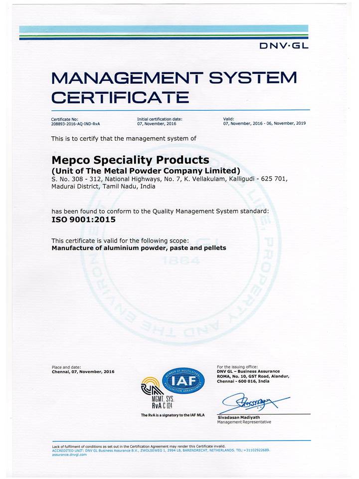 MSP ISO 9001-2015 certification